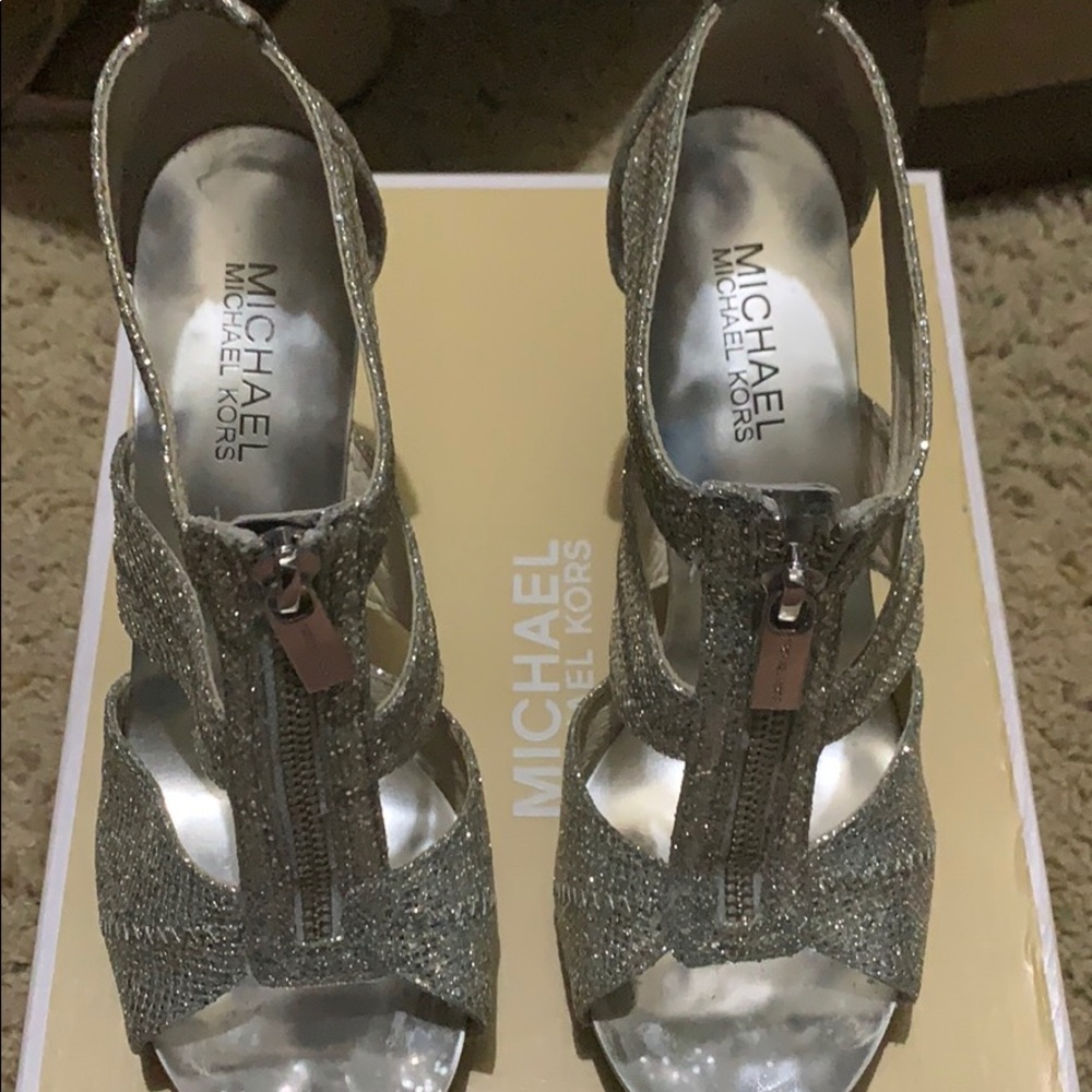Michael Kors sandal heels silver